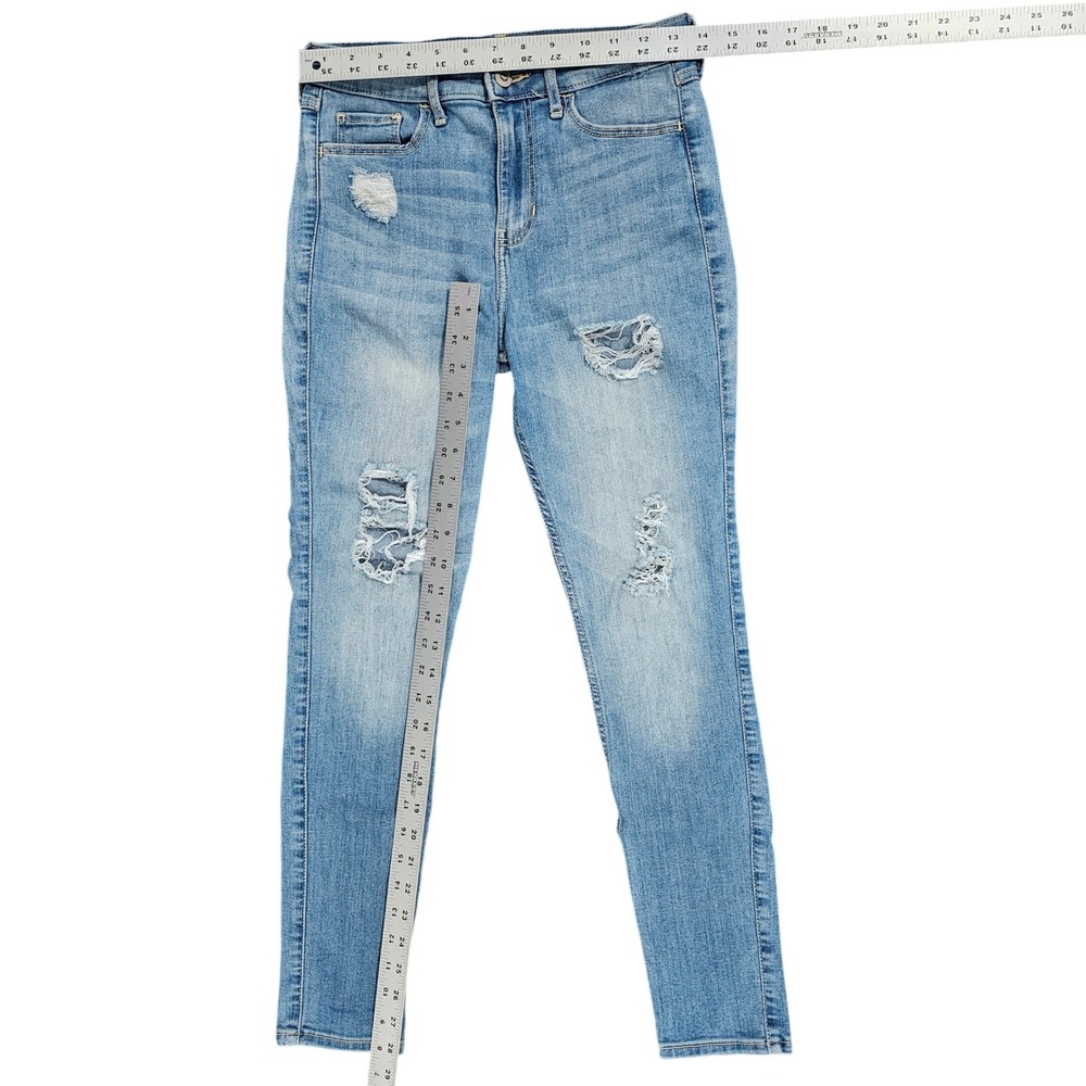 Hollister High-Rise Super Skinny Womens 3S Blue Distressed Denim Jeans Casual - Picture 4 of 8